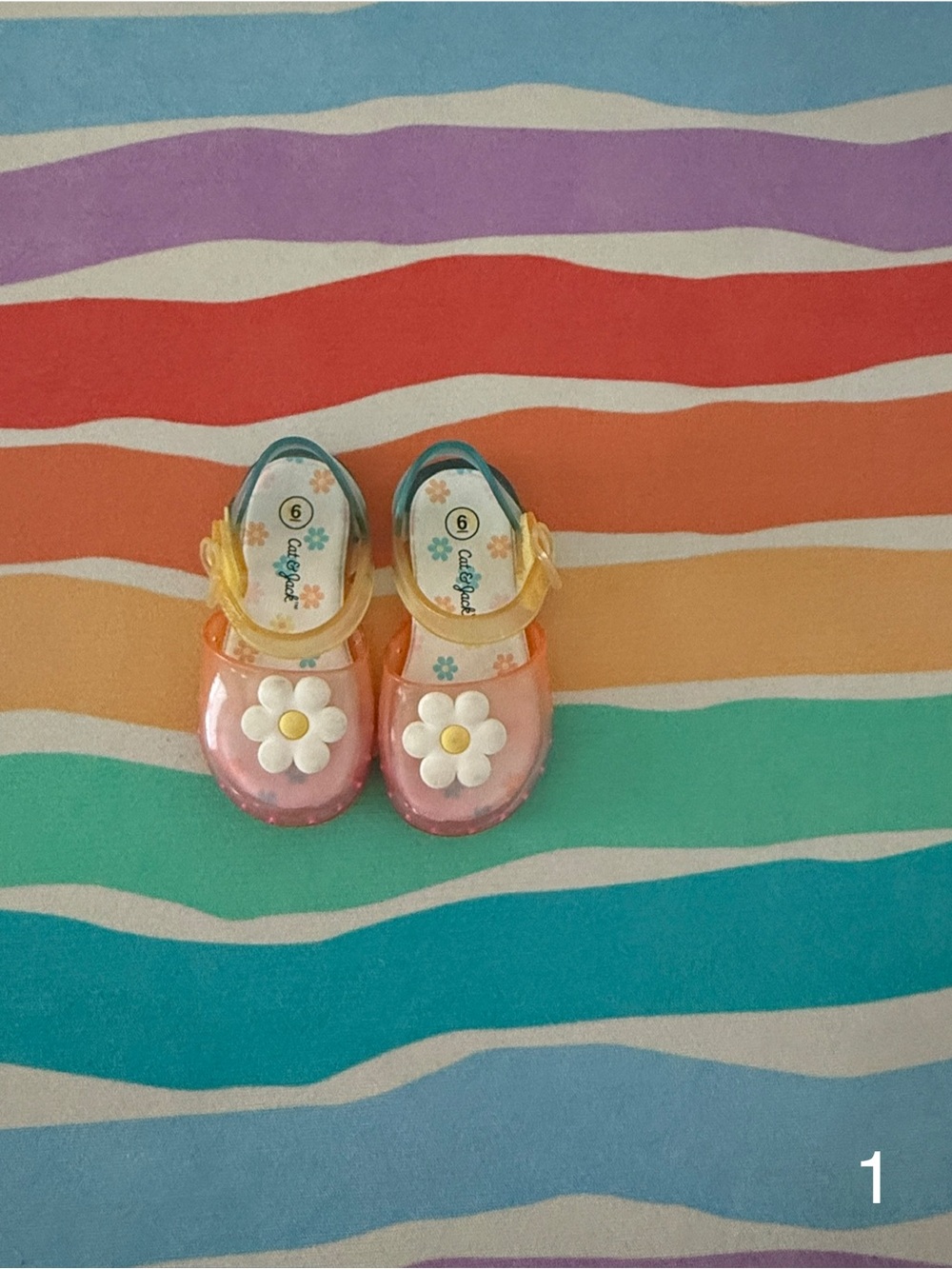 Kids Pink Jelly Sandals with Daisy Accent